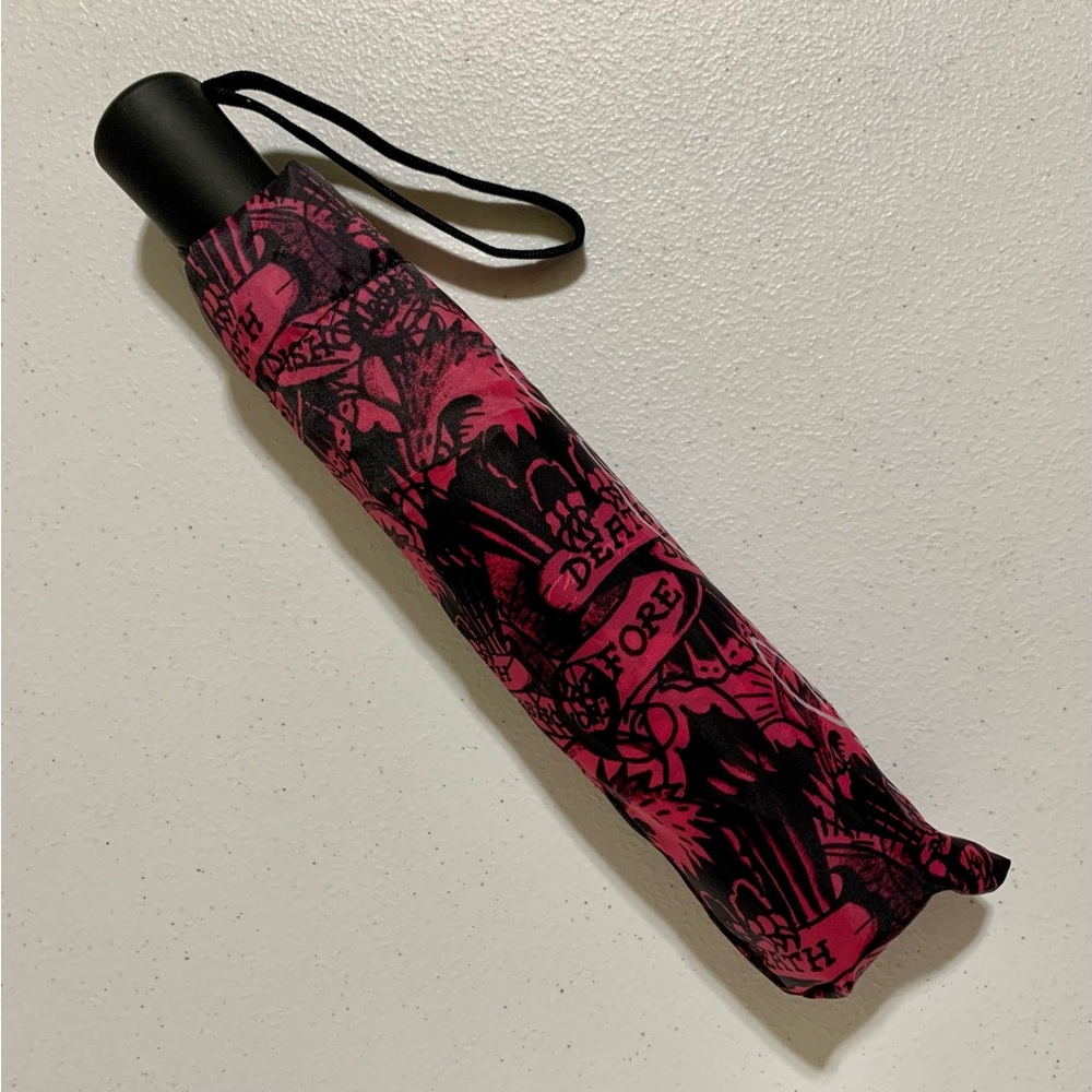 Ed Hardy 'Death Before Dishonor' Prints Compact Umbrella-New